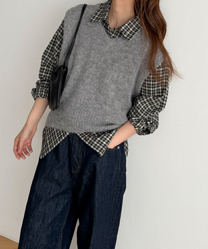 タイムセール50%OFF】El marアルパカ混Vニットベスト | CANAL JEAN