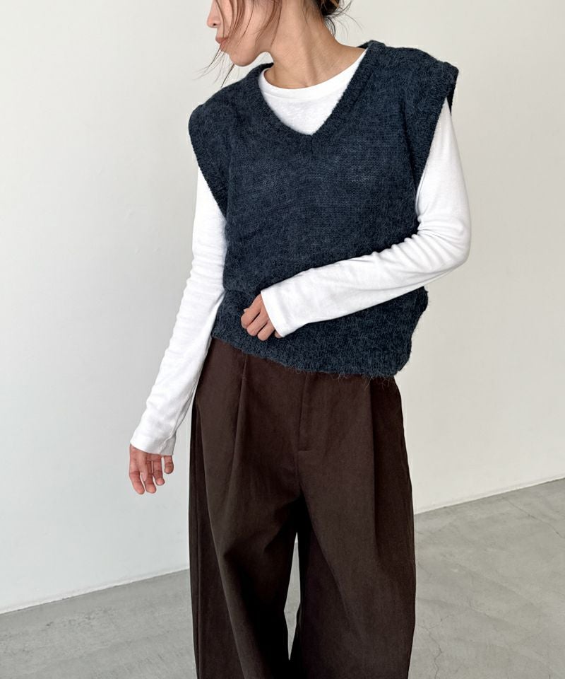 タイムセール50%OFF】El marアルパカ混Vニットベスト | CANAL JEAN