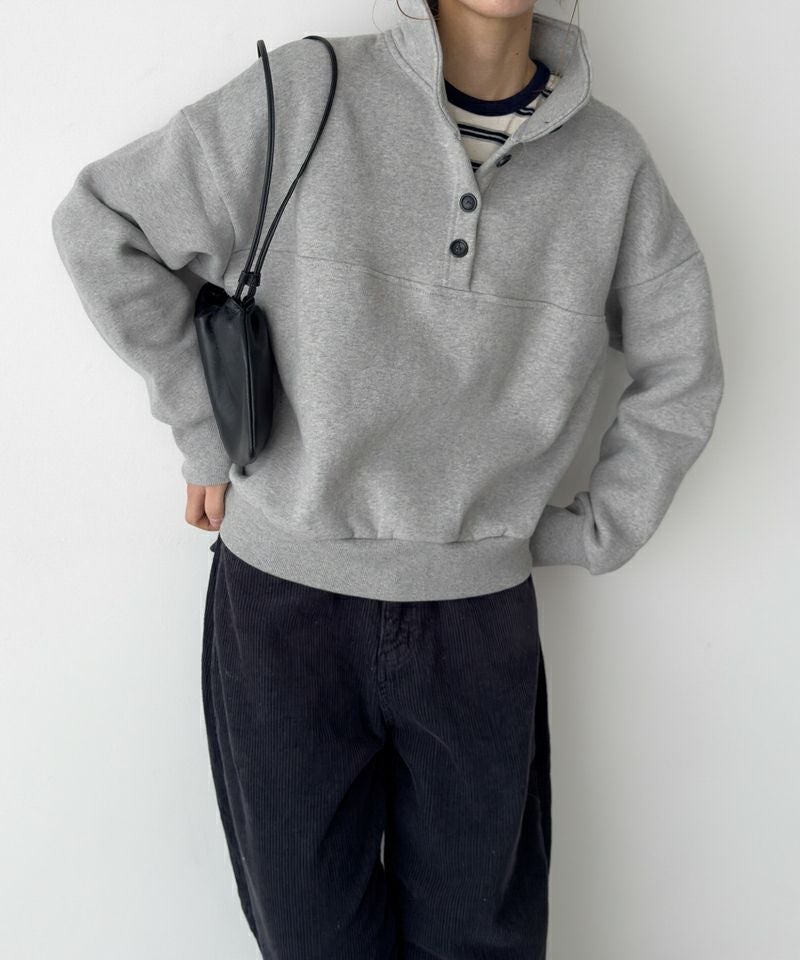 タイムセール25%OFF】El marスタンドヘンリーネックトレーナー 裏起毛