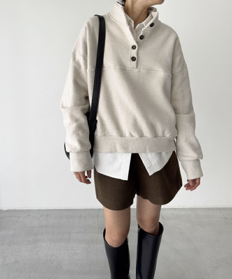 タイムセール25%OFF】El marスタンドヘンリーネックトレーナー 裏起毛