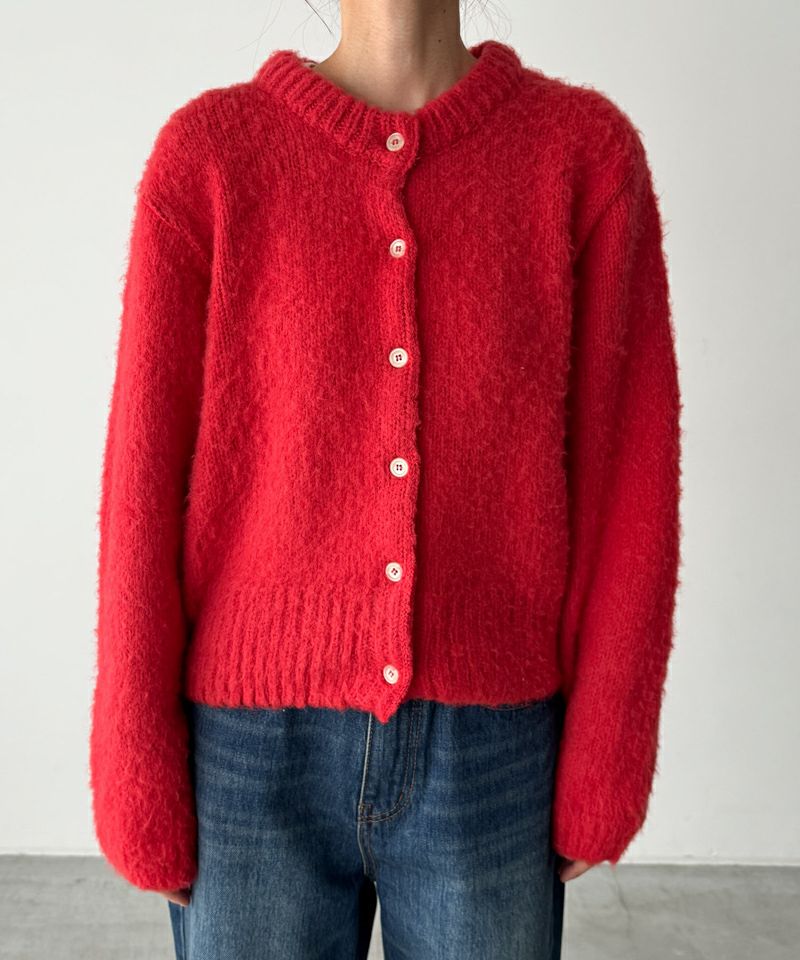 タイムセール35%OFF】El marアルパカ混ヘアリークルーカーディガン