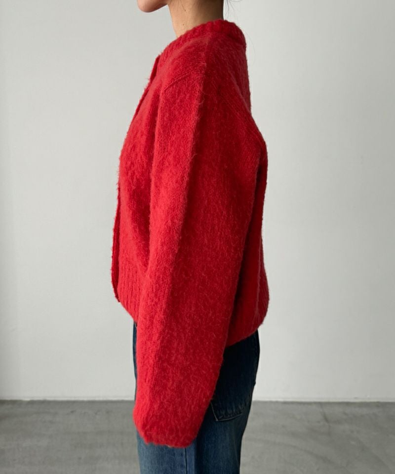 タイムセール35%OFF】El marアルパカ混ヘアリークルーカーディガン