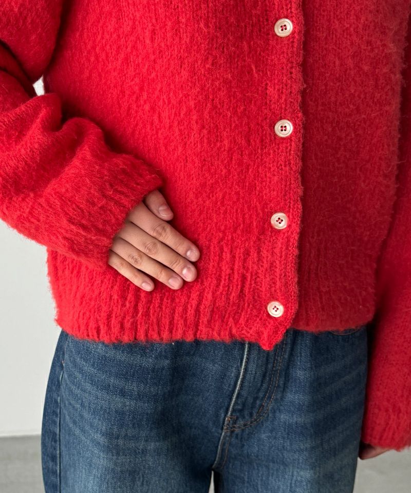 El marアルパカ混ヘアリークルーカーディガン | CANAL JEAN（キャナル