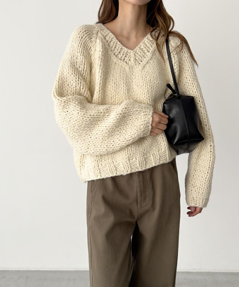 タイムセール25%OFF】El marウール混ローゲージVニット | CANAL JEAN