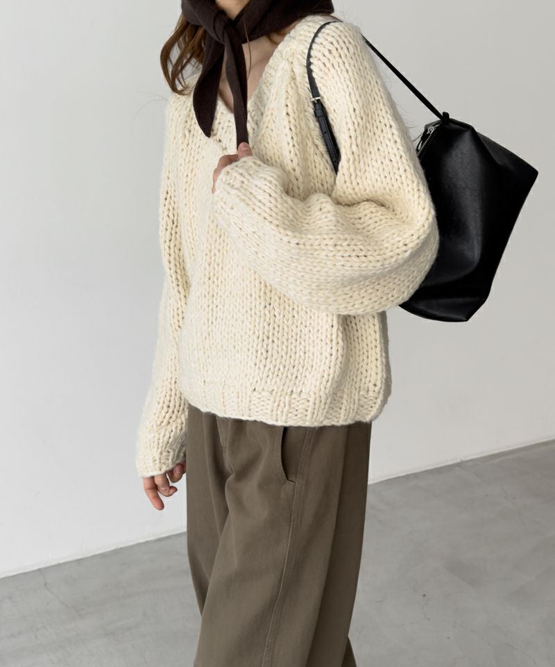 タイムセール25%OFF】El marウール混ローゲージVニット | CANAL JEAN