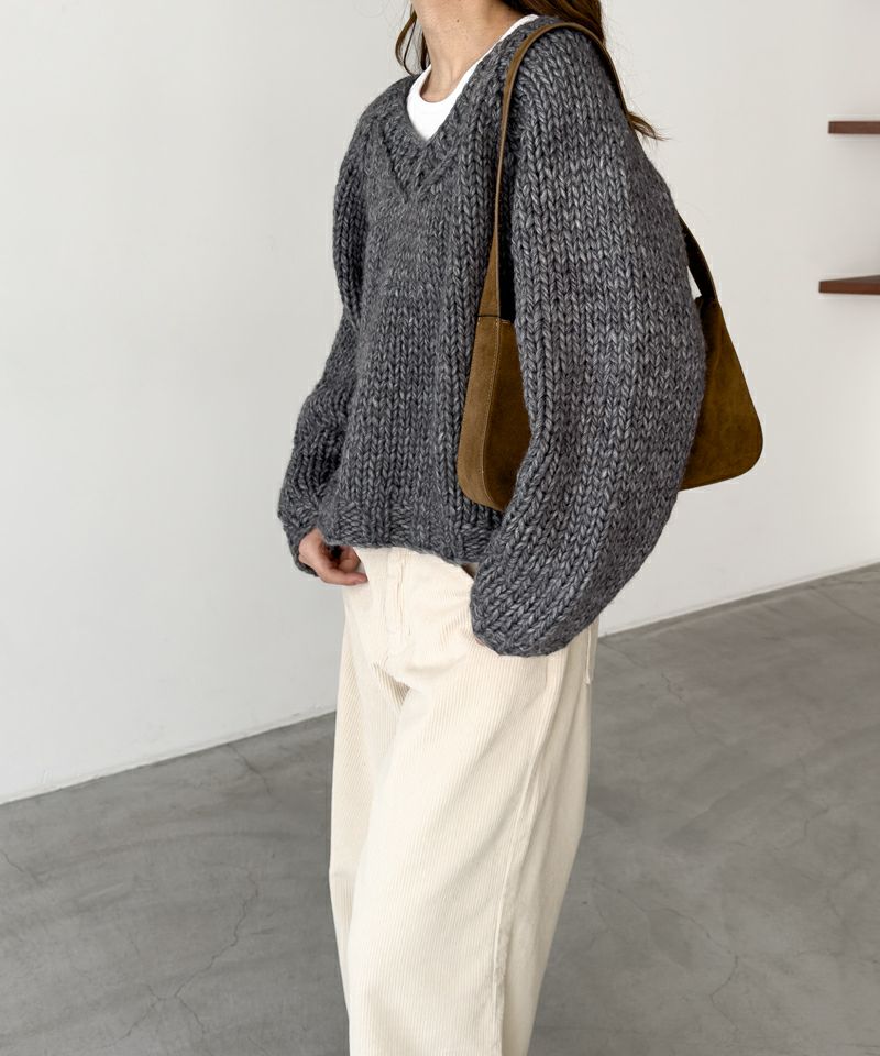 タイムセール25%OFF】El marウール混ローゲージVニット | CANAL JEAN