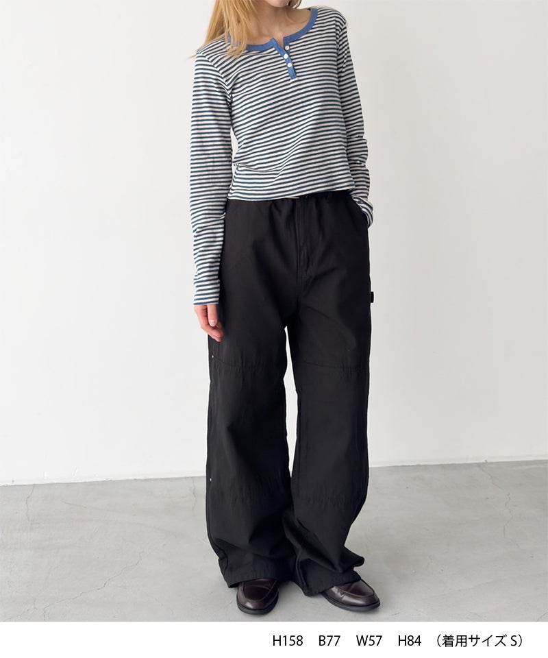 CANAL JEAN El mar キャンバスストレートパンツ ネイビー タイムセール20%OFF】El marキャンバスダブルニーパンツ | CANAL JEAN