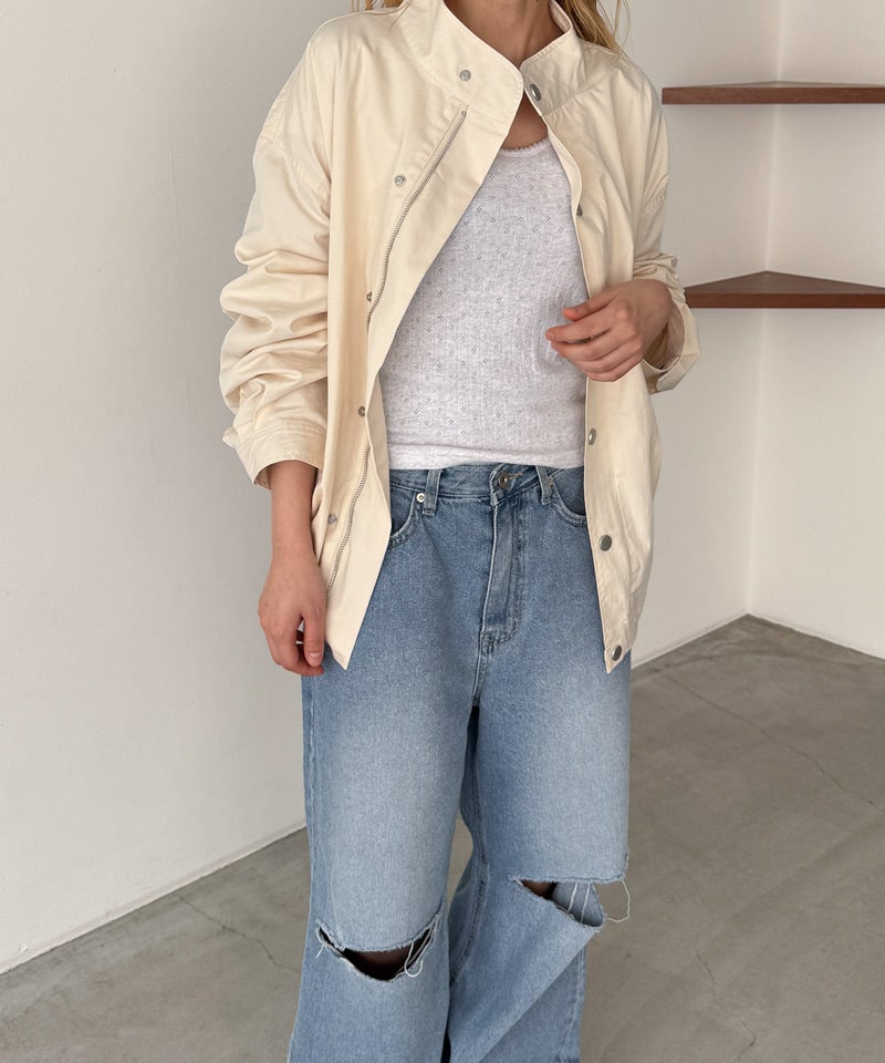 タイムセール25%OFF】El marコットンナイロンスタンドカラーブルゾン